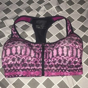 Under Armour Sports Bra Purple and Black Zip Front